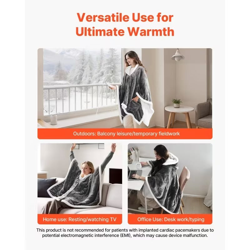 Heated Wearable Blanket with Adjustable Heat Levels and Auto-Off Features