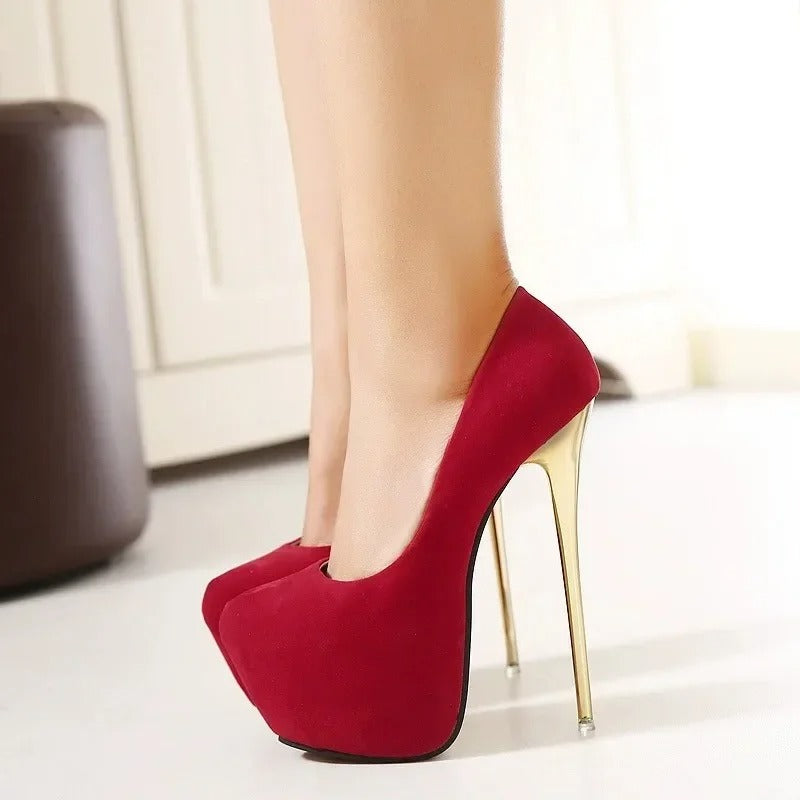 Women High Heels Pumps Fashion Flock Wedding Pumps Shoes