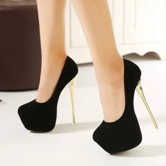 Women High Heels Pumps Fashion Flock Wedding Pumps Shoes