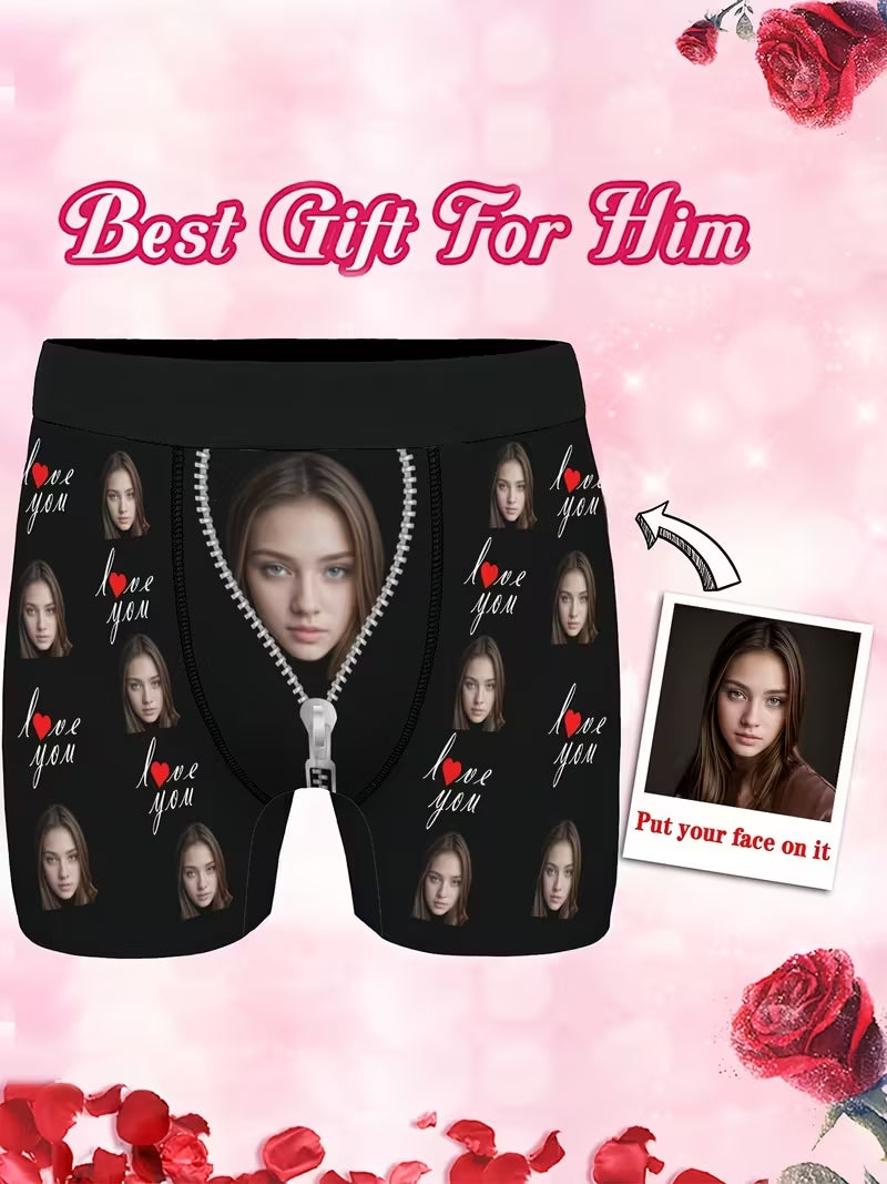 Men Personalized Photo Boxer Briefs Valentine's, Anniversary, Wedding & Birthday Gifts