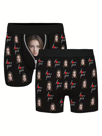 Men Personalized Photo Boxer Briefs Valentine's, Anniversary, Wedding & Birthday Gifts