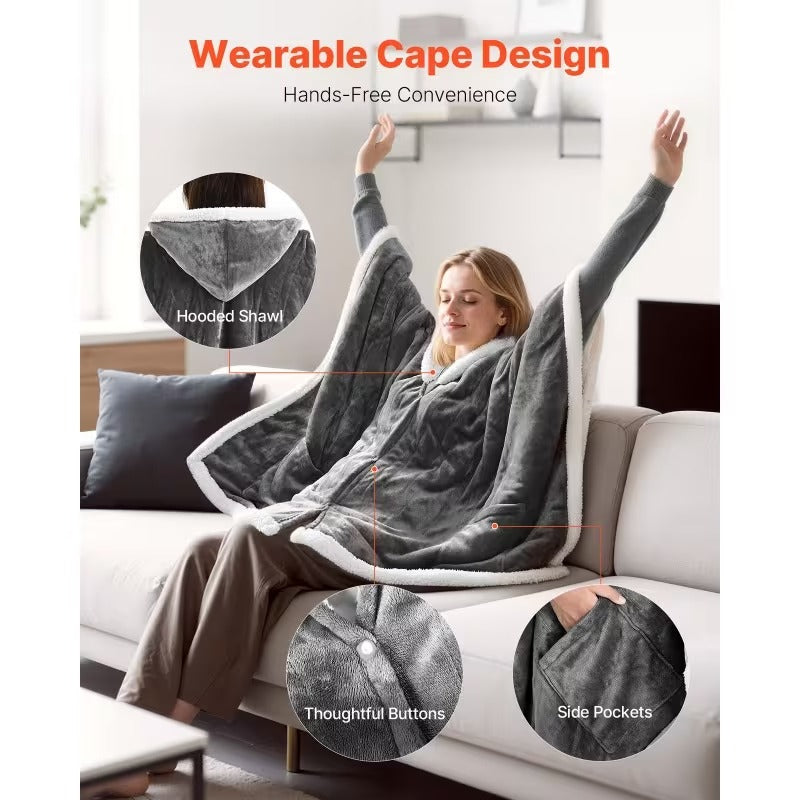 Heated Wearable Blanket with Adjustable Heat Levels and Auto-Off Features