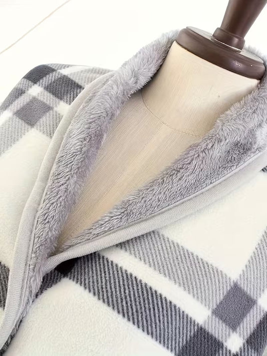 Luxury Wearable Multi-functional Heavyweight Plaid Shawl Wrap