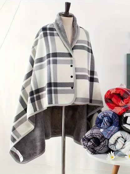 Luxury Wearable Multi-functional Heavyweight Plaid Shawl Wrap
