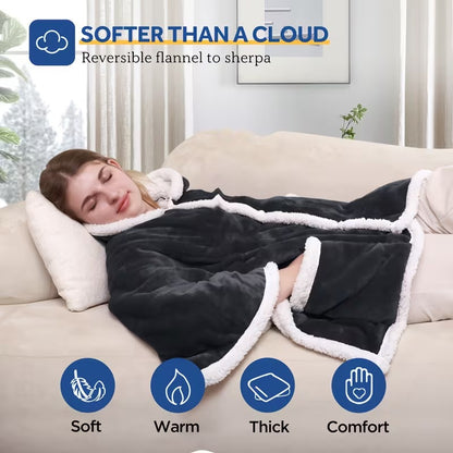 Wearable Electric Blanket Flannel Heated 4-Hour Auto Shut-Off