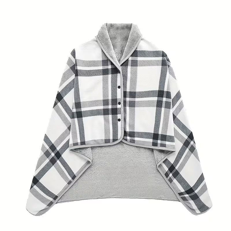 Luxury Wearable Multi-functional Heavyweight Plaid Shawl Wrap