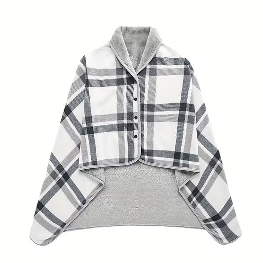 Luxury Wearable Multi-functional Heavyweight Plaid Shawl Wrap