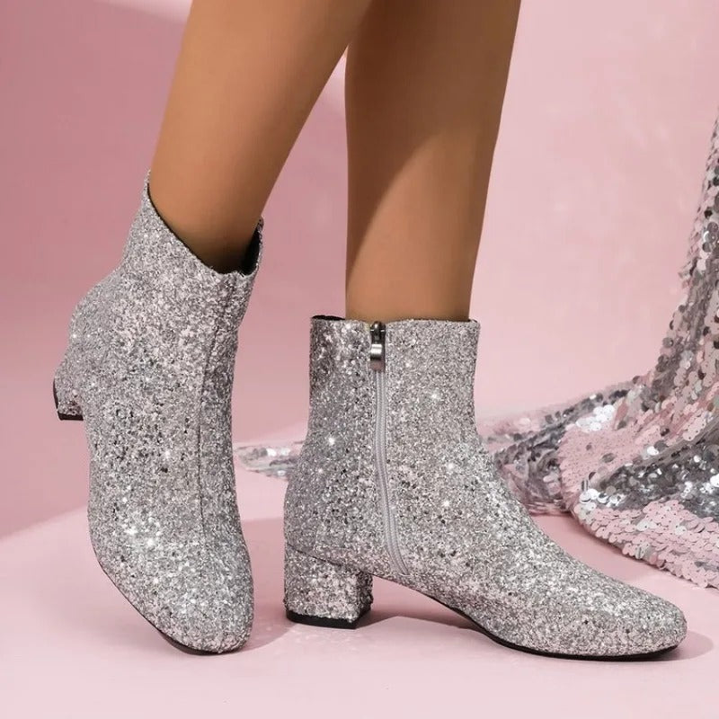 Women’s Luxury Sequin Side-Zip Winter Fashion Boots
