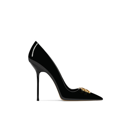 Beige Patent Leather Pointed-Toe High Heels for Women – Super Shallow Slip-On Fashion Pumps